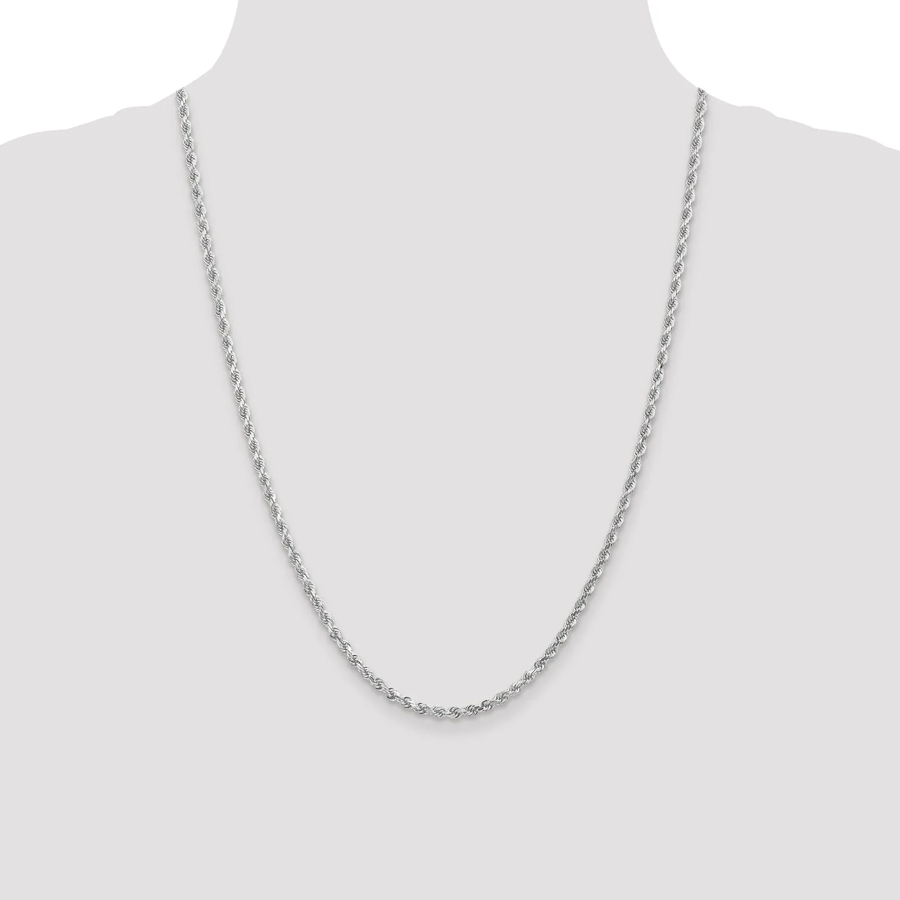 14K White Gold 3.00mm D.C Rope Chain