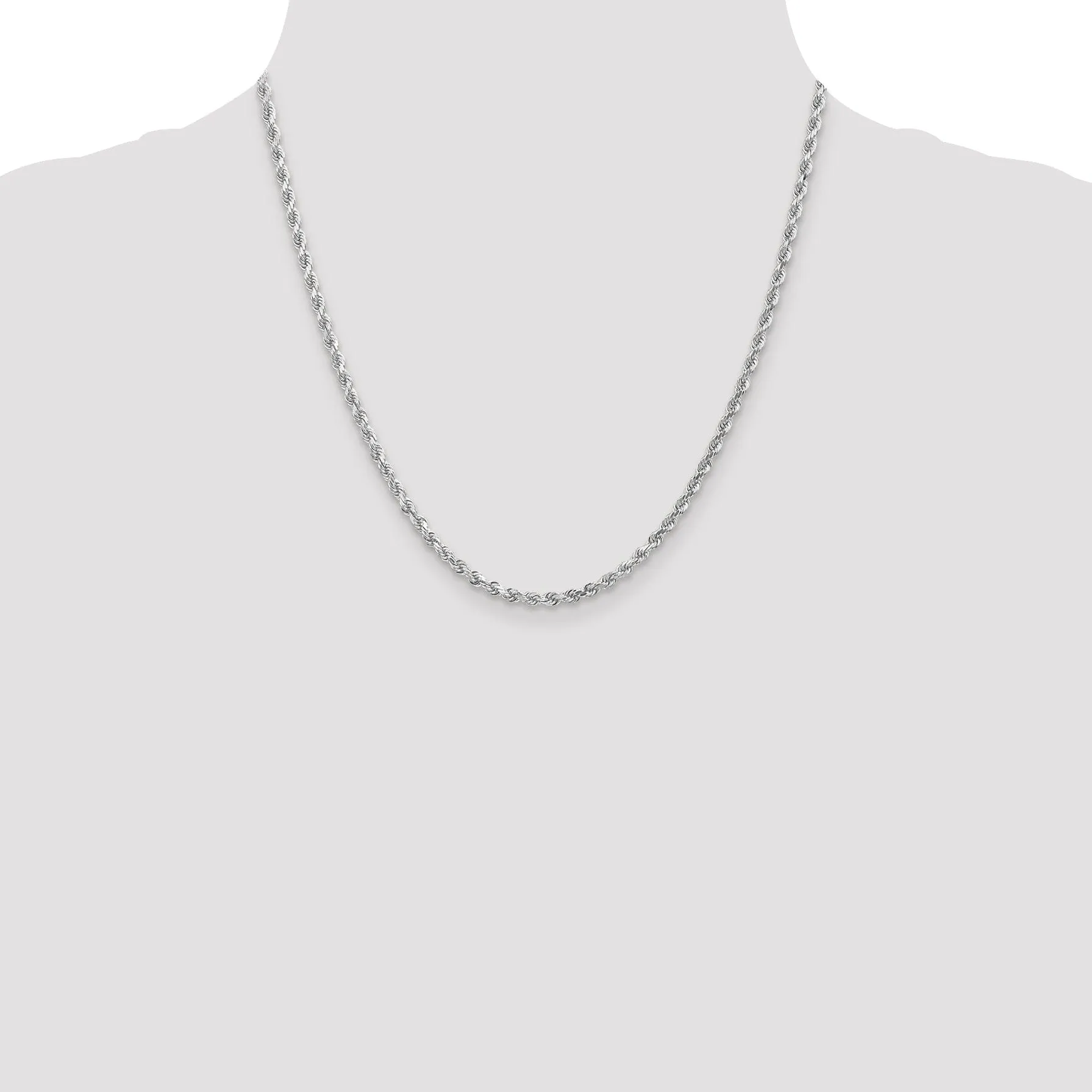 14K White Gold 3.00mm D.C Rope Chain