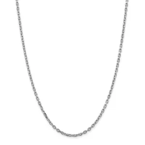 14k White Gold 3.00mm Round Link Cable Chain