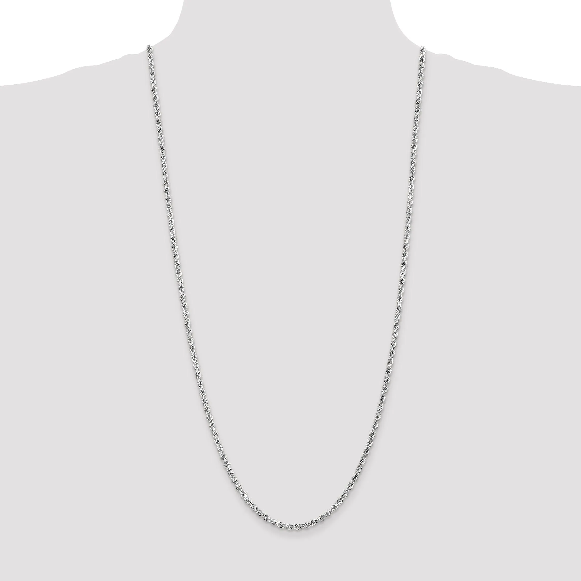 14k White Gold 3.10mm Diamond Cut Rope Chain