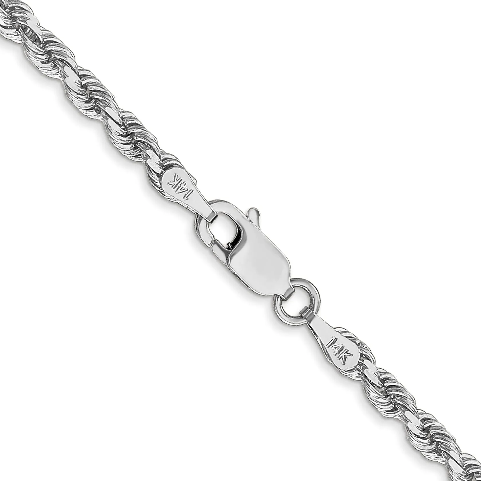 14k White Gold 3.10mm Diamond Cut Rope Chain