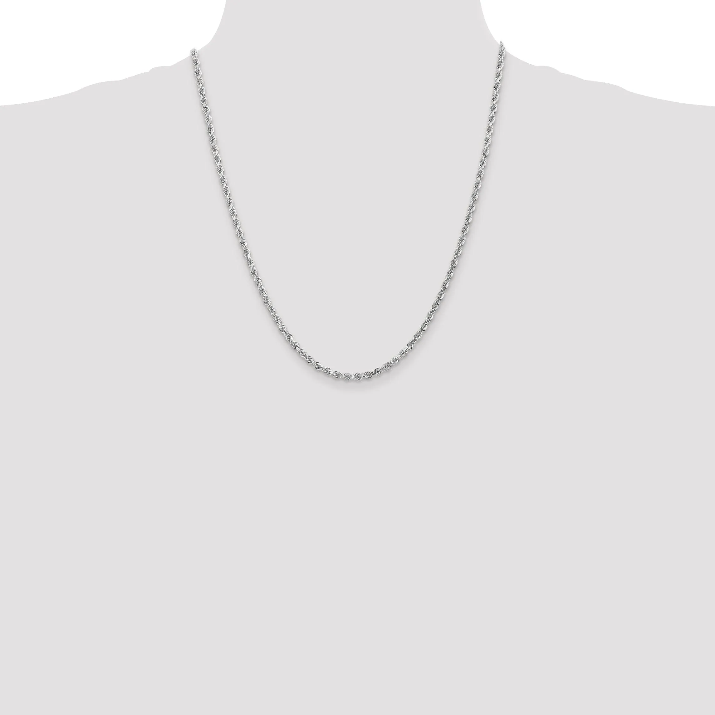 14k White Gold 3.10mm Diamond Cut Rope Chain