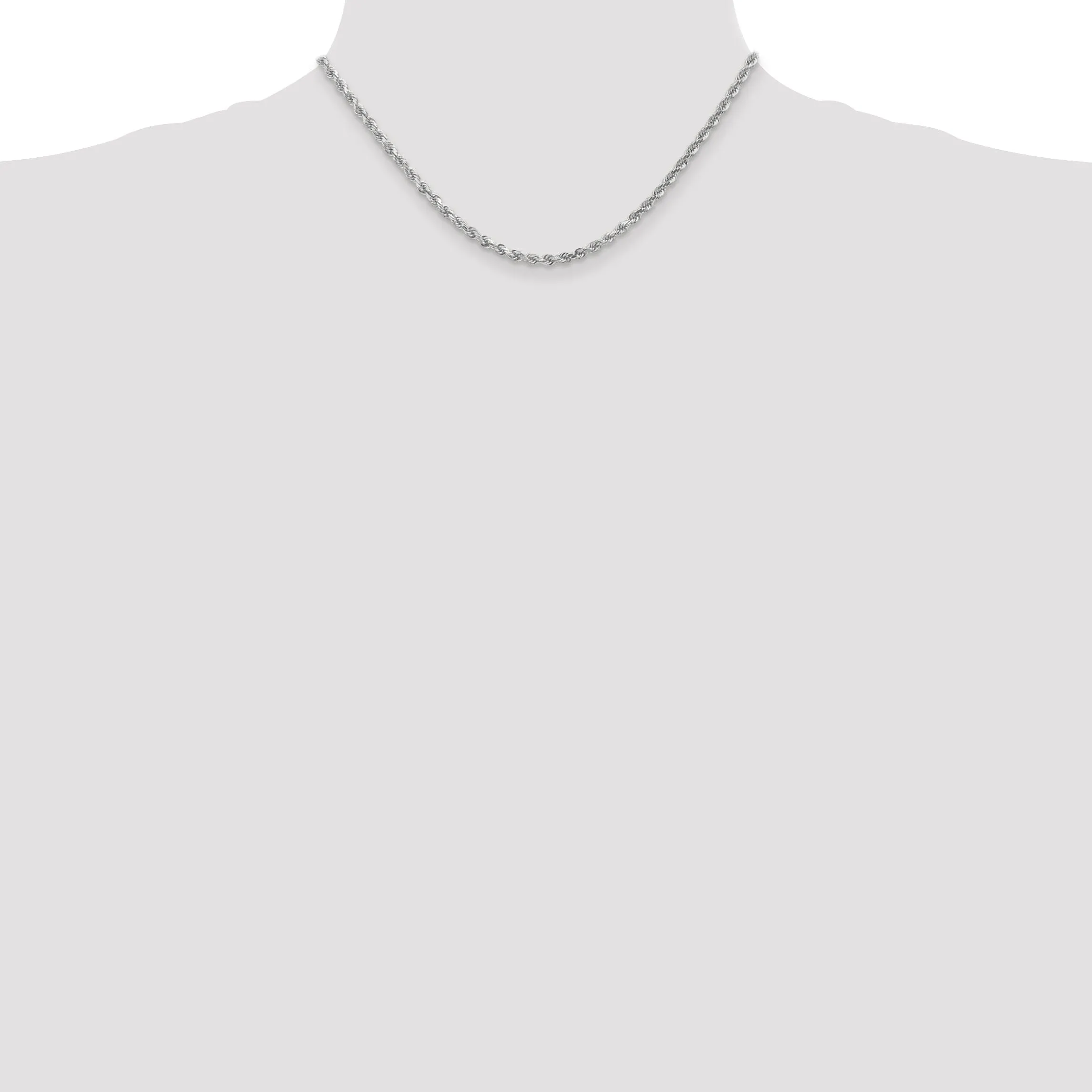 14k White Gold 3.10mm Diamond Cut Rope Chain