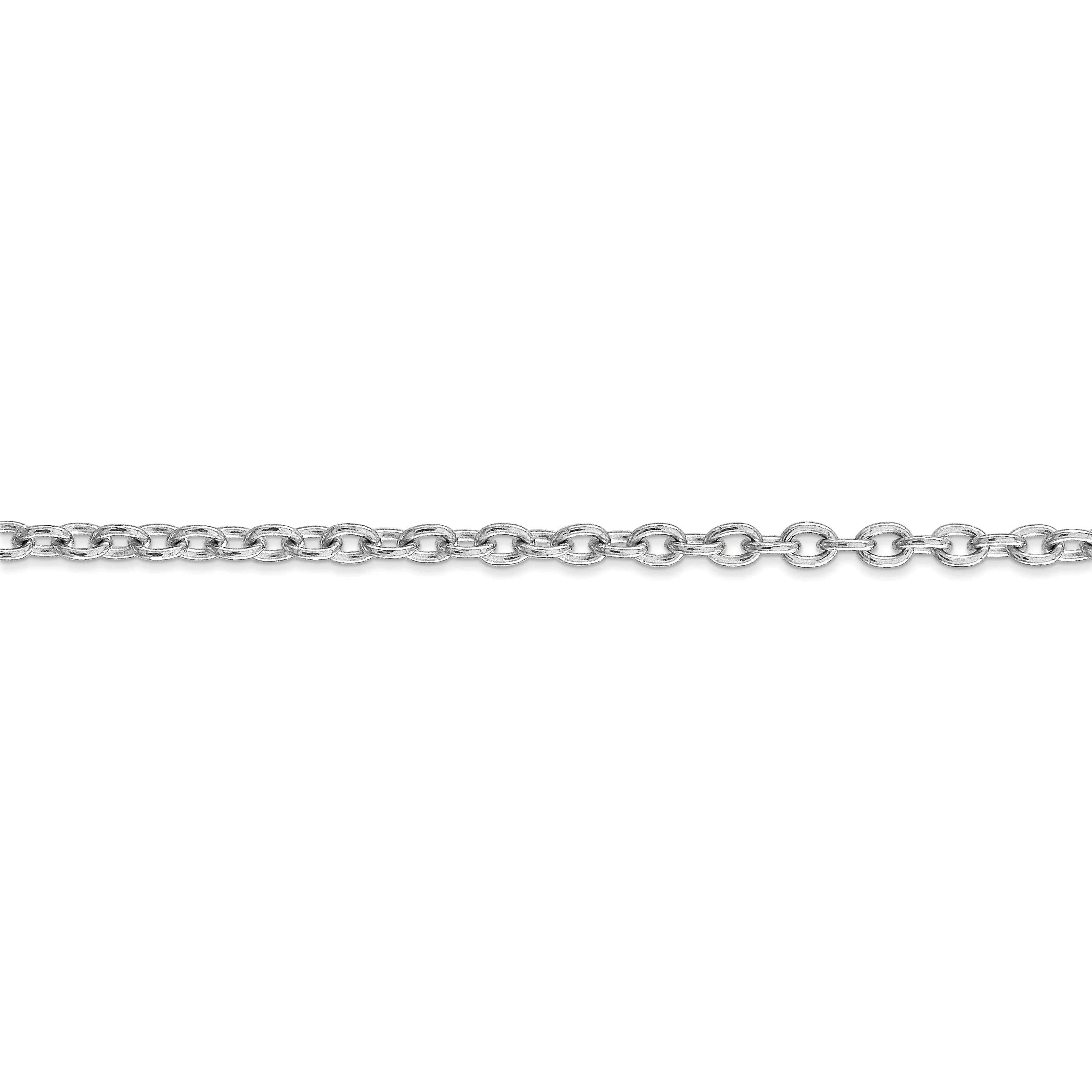 14k White Gold 3.20mm Round Link Cable Chain