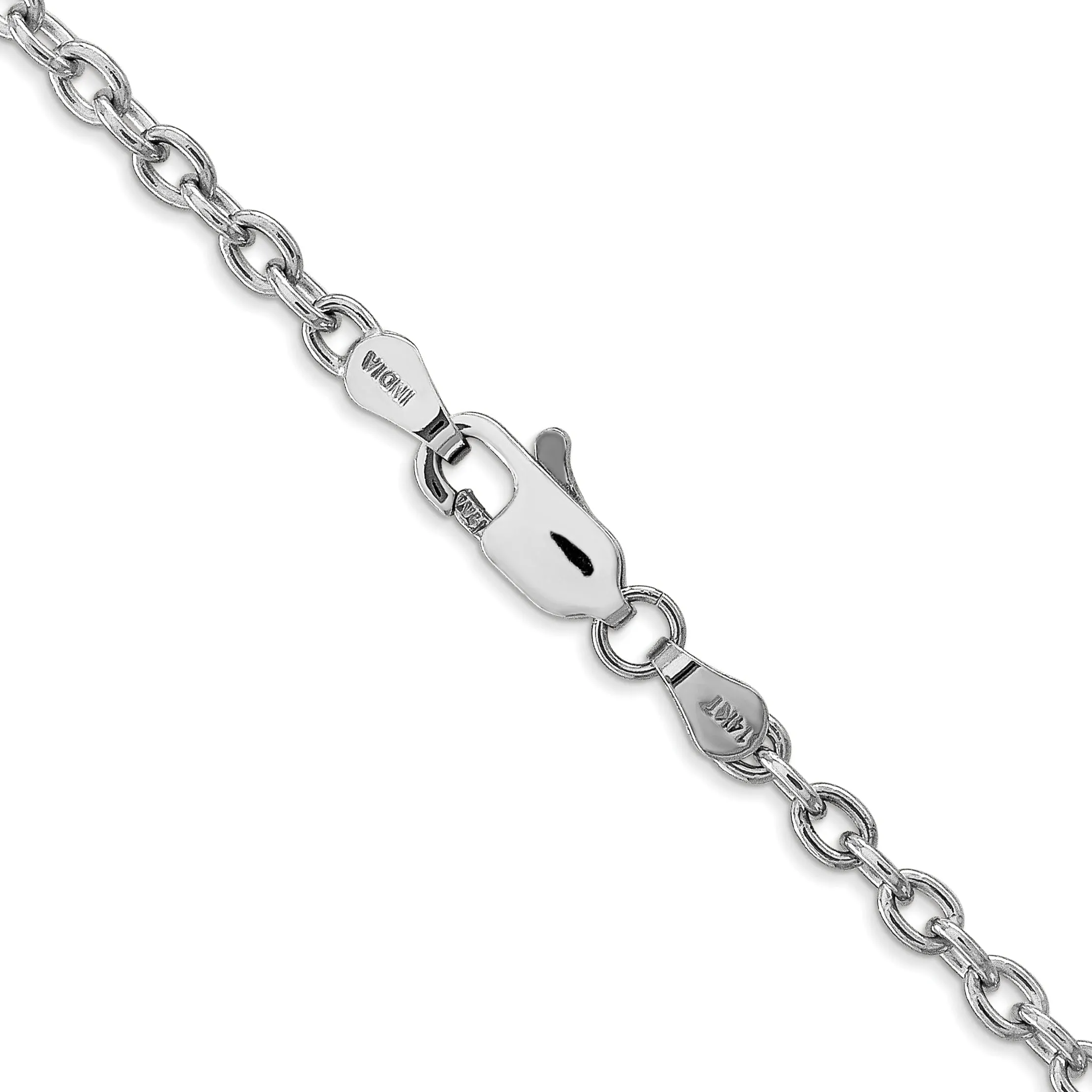 14k White Gold 3.20mm Round Link Cable Chain