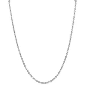 14k White Gold 3.20mm Round Link Cable Chain