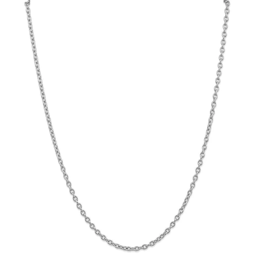 14k White Gold 3.20mm Round Link Cable Chain