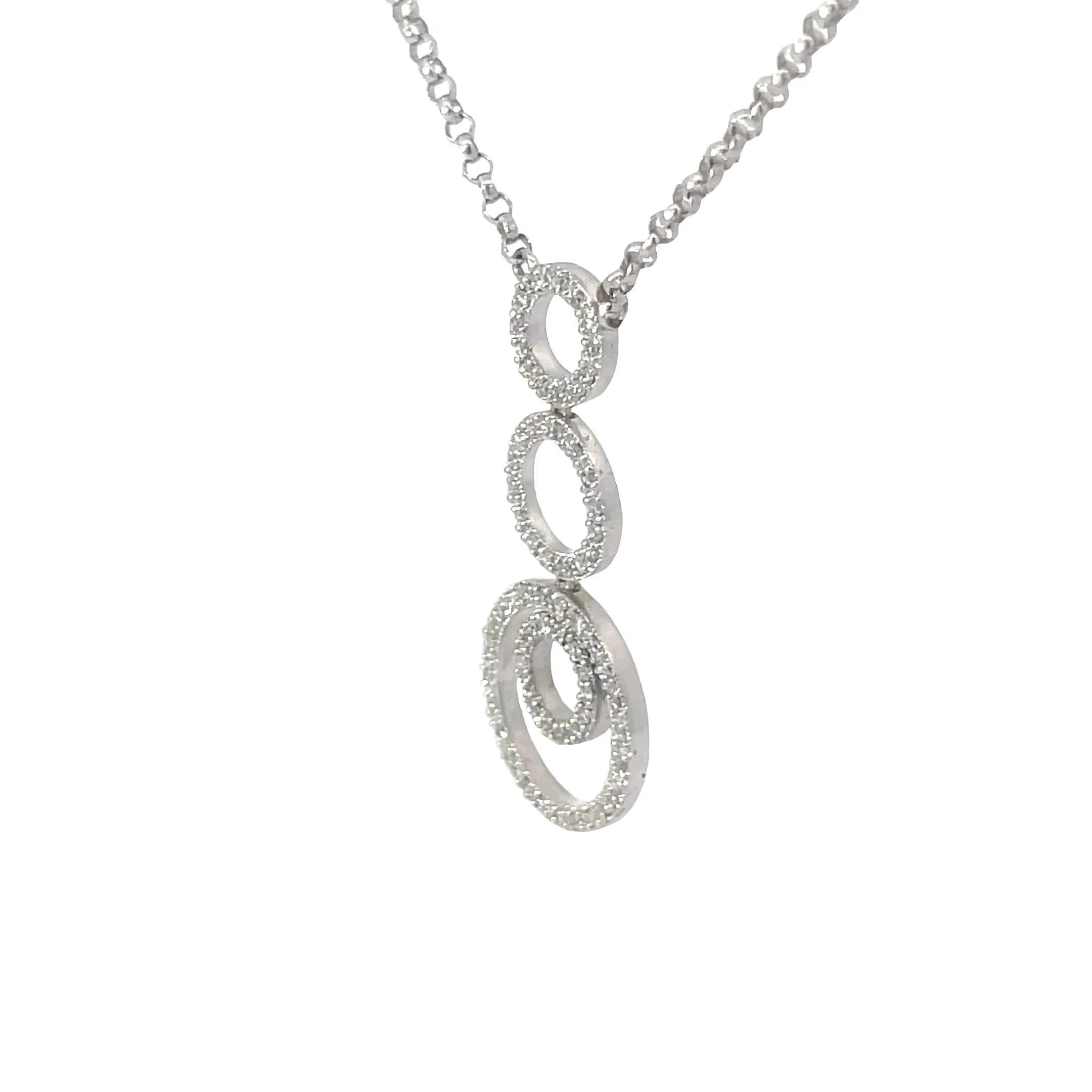 14K WHITE GOLD .40CT H SI1 ROUND DIAMOND CIRCLE GRADUATED PENDANT