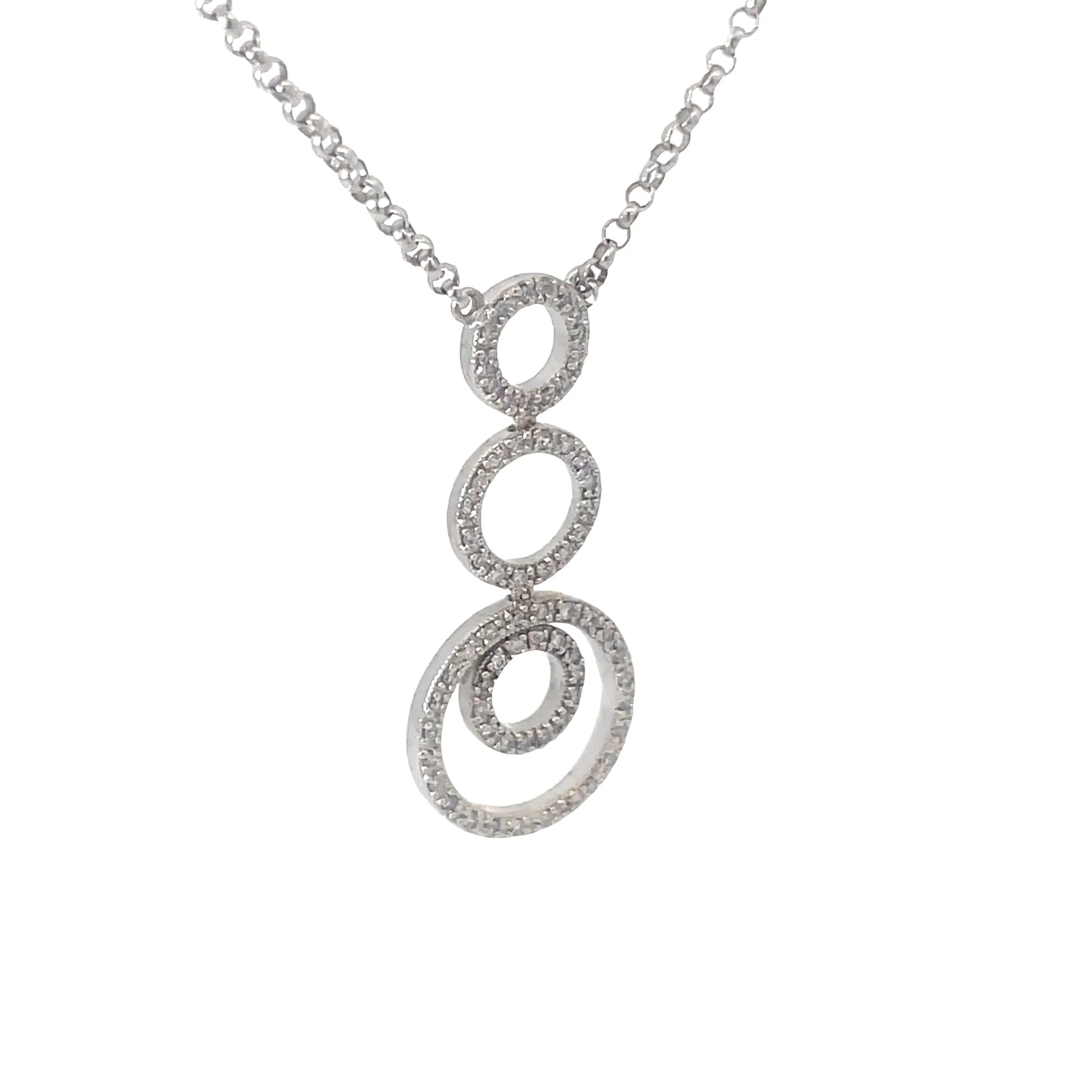 14K WHITE GOLD .40CT H SI1 ROUND DIAMOND CIRCLE GRADUATED PENDANT