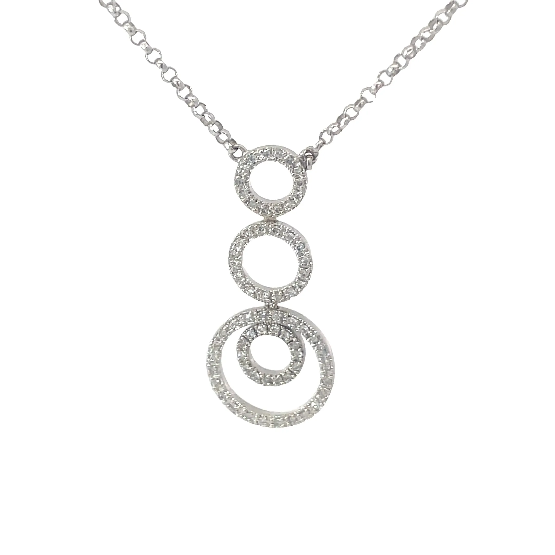 14K WHITE GOLD .40CT H SI1 ROUND DIAMOND CIRCLE GRADUATED PENDANT