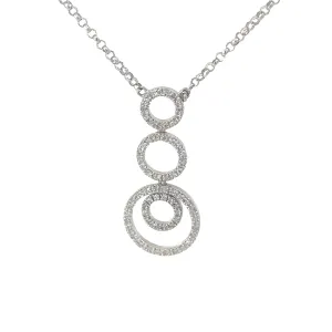 14K WHITE GOLD .40CT H SI1 ROUND DIAMOND CIRCLE GRADUATED PENDANT