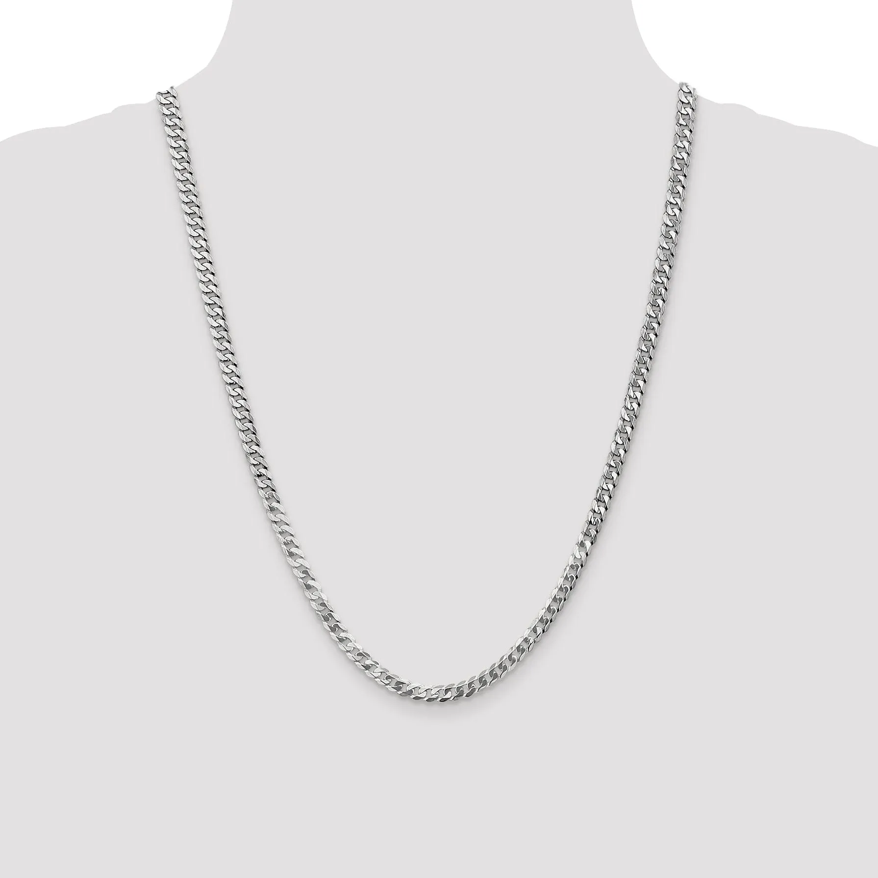14k White Gold 4.5mm Flat Beveled Curb Chain