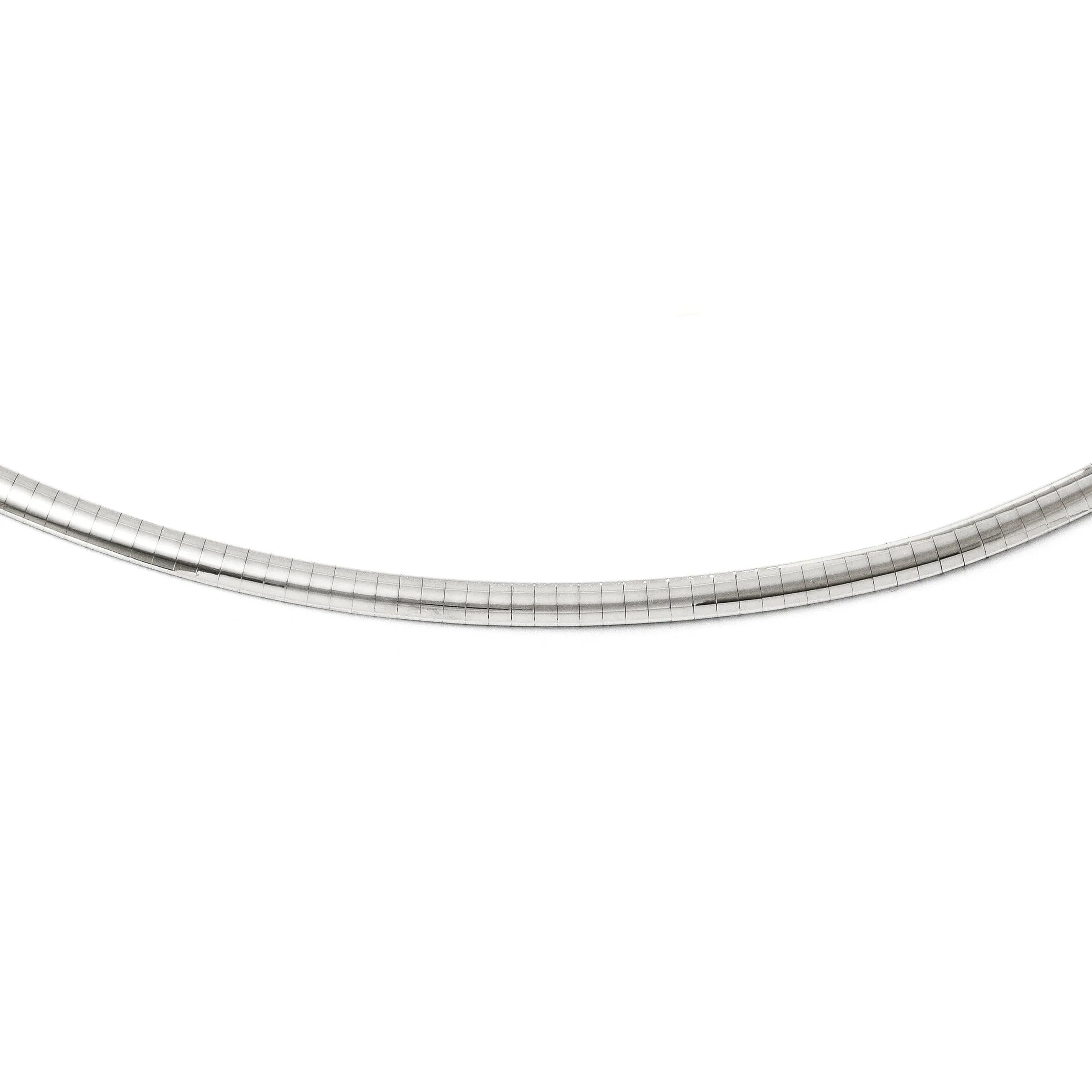 14k White Gold 4mm Domed Omega Necklace