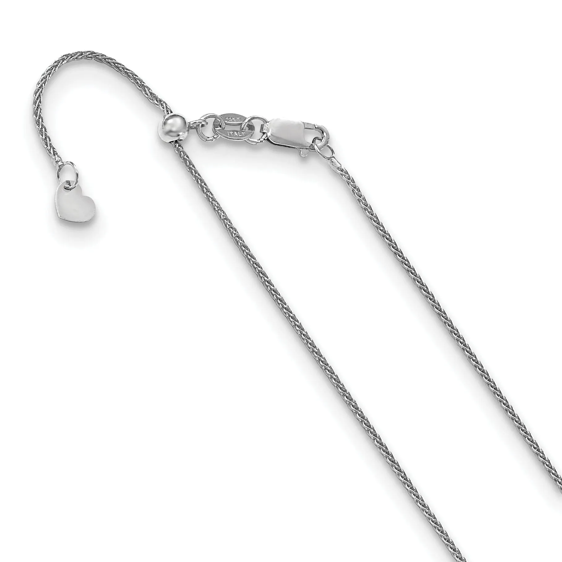14k White Gold Adjustable Wheat Chain