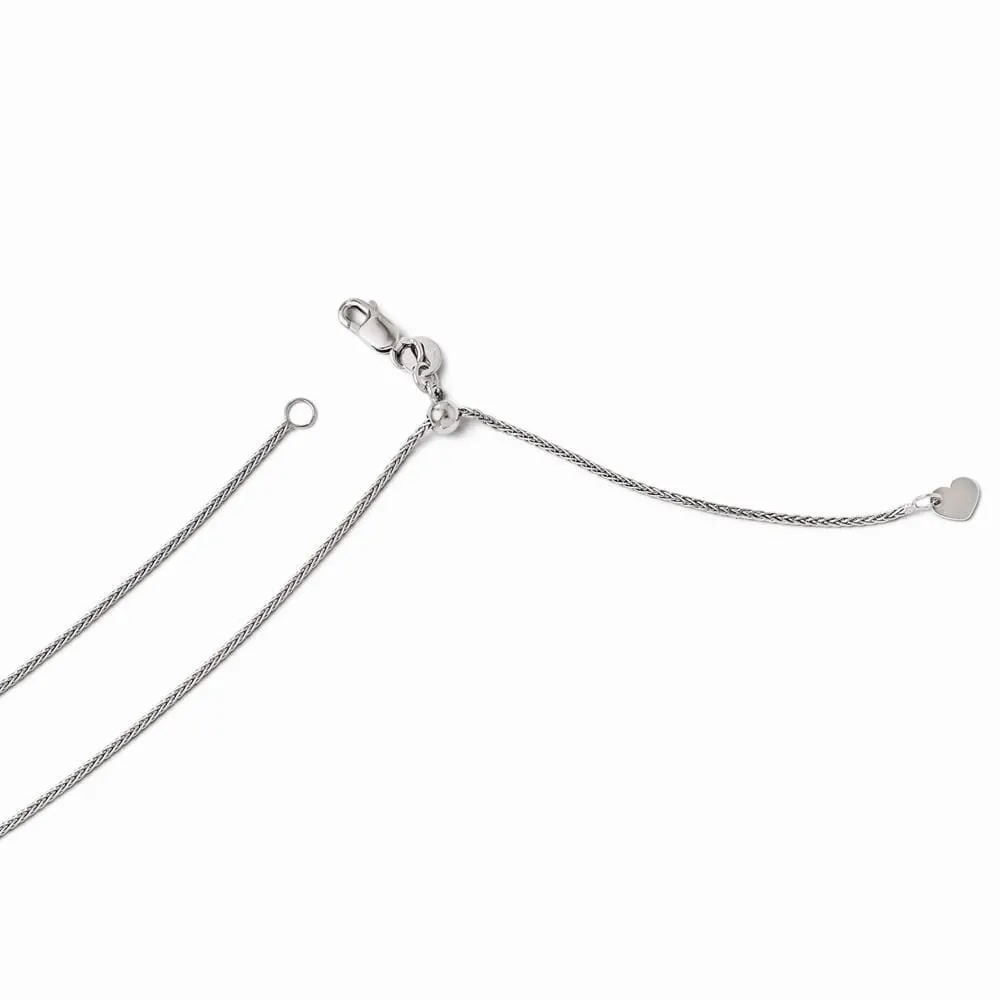 14k White Gold Adjustable Wheat Chain