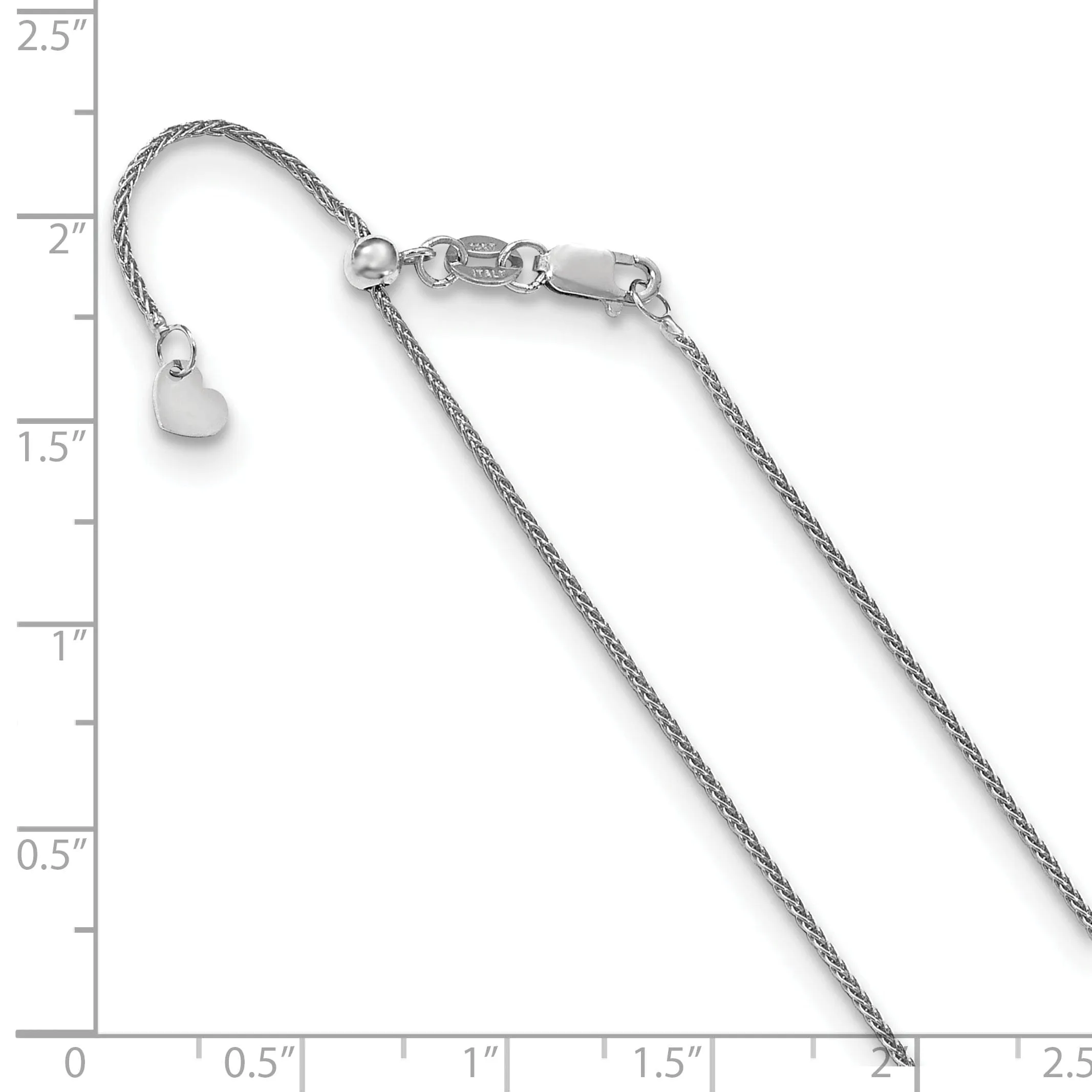 14k White Gold Adjustable Wheat Chain