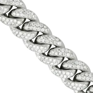 14k White Gold Diamond Cuban Link Chain 14.5 mm 21.11 Ctw