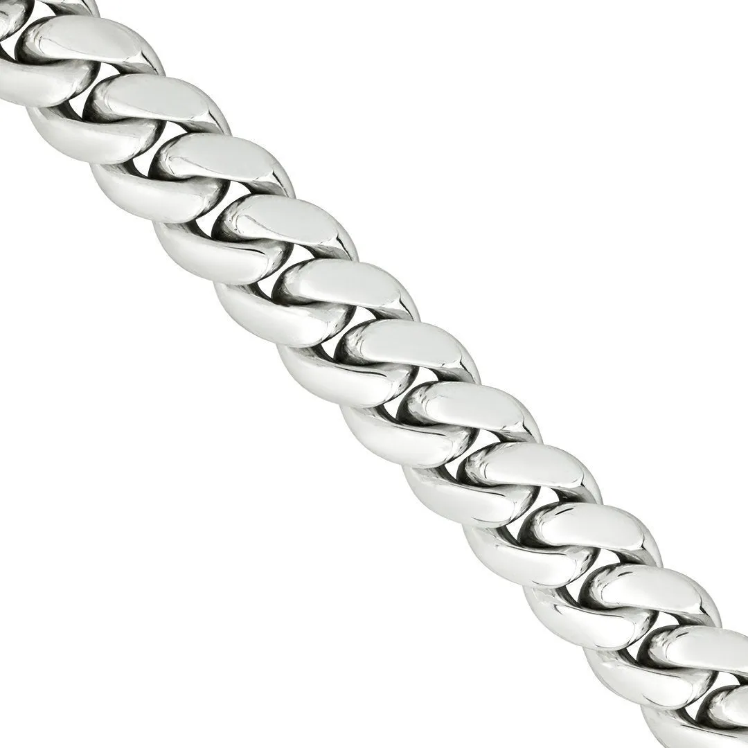14k White Gold Diamond Cuban Link Chain 14.5 mm 21.11 Ctw