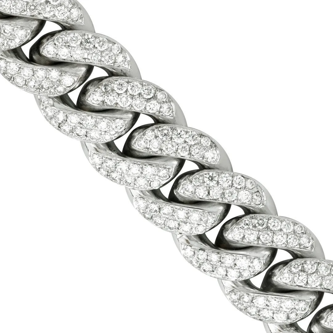 14k White Gold Diamond Cuban Link Chain 14.5 mm 21.11 Ctw