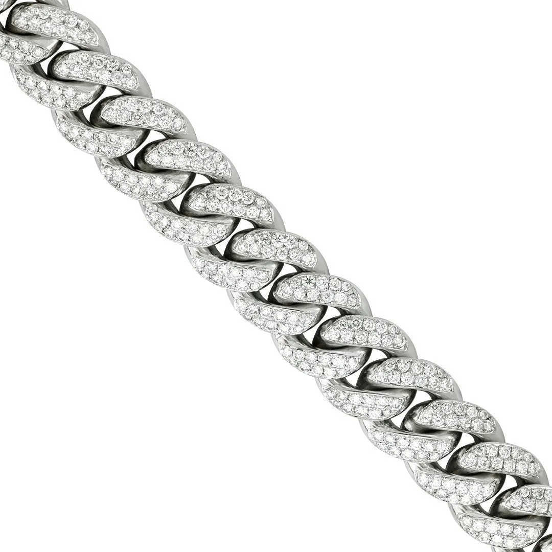 14k White Gold Diamond Cuban Link Chain 14.5 mm 21.11 Ctw