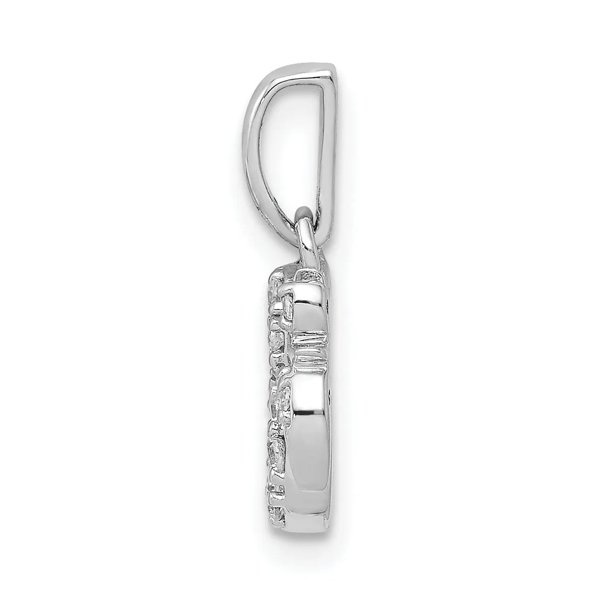 14k White Gold Open Back Polished Finish 0.106-CT Diamond Om Symbol Design Chain Slide Pendant