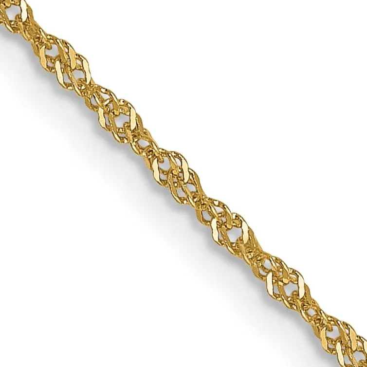 14k Yellow Gold 1 mm Light Singapore Chain