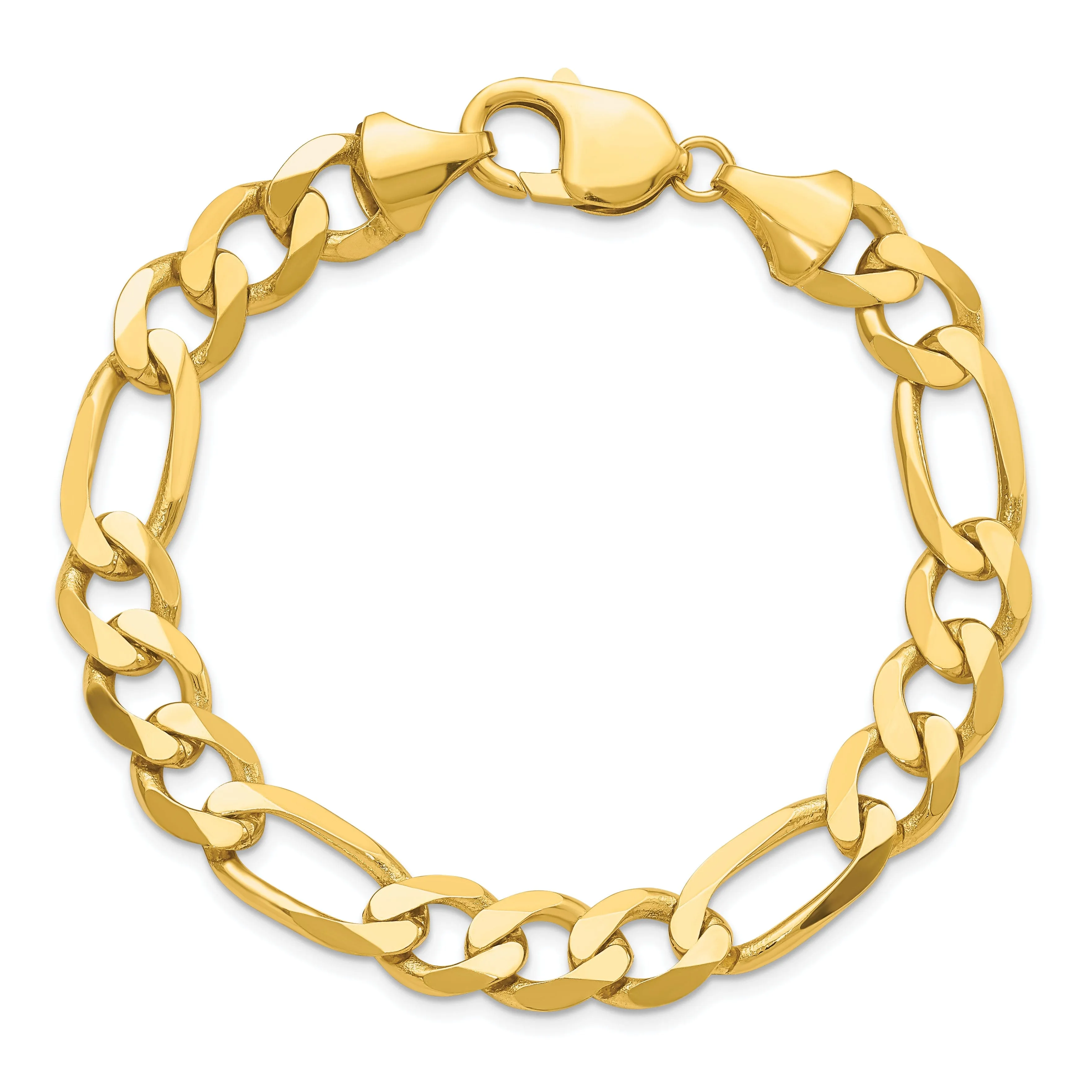 14k Yellow Gold 10mm Flat Figaro Chain