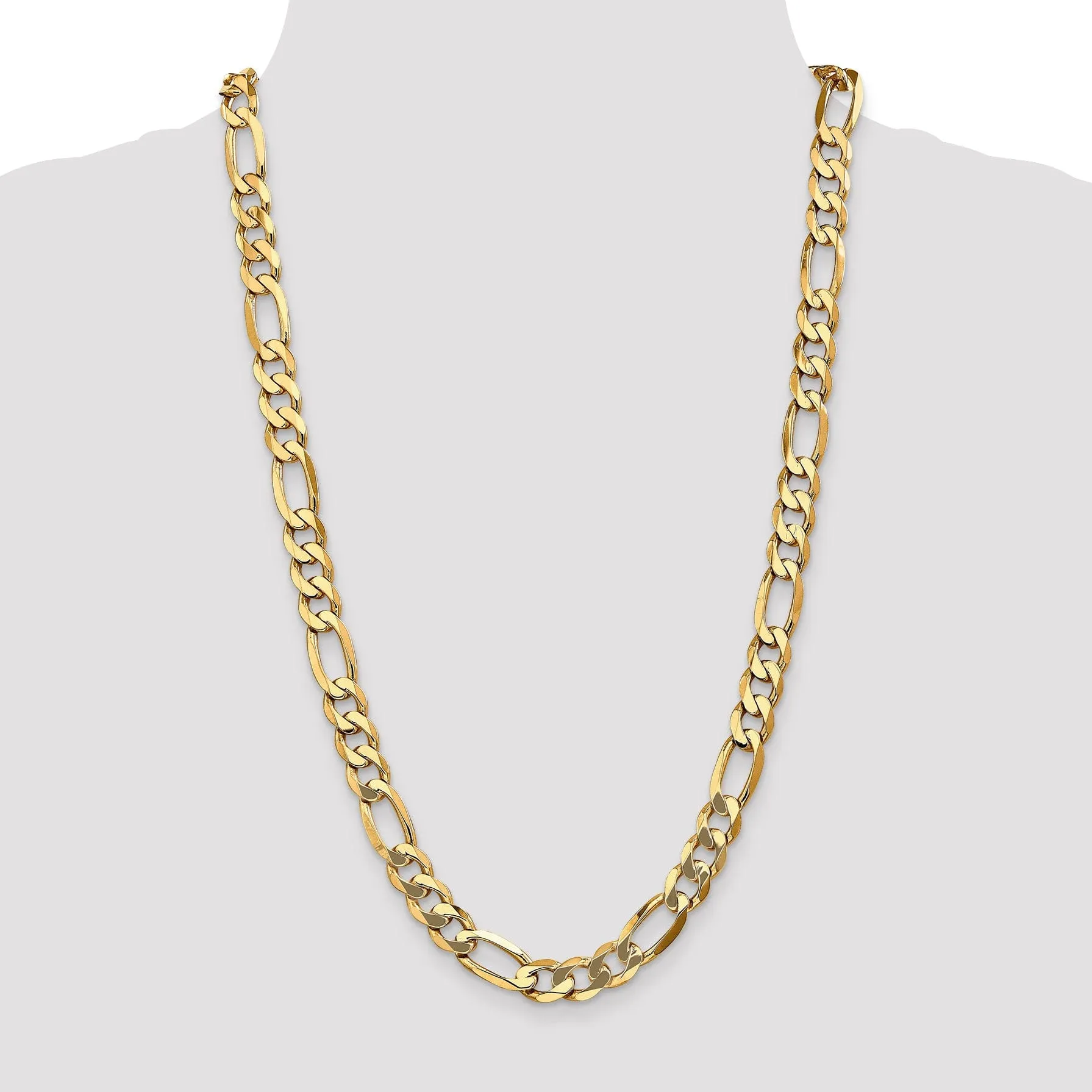 14k Yellow Gold 10mm Flat Figaro Chain