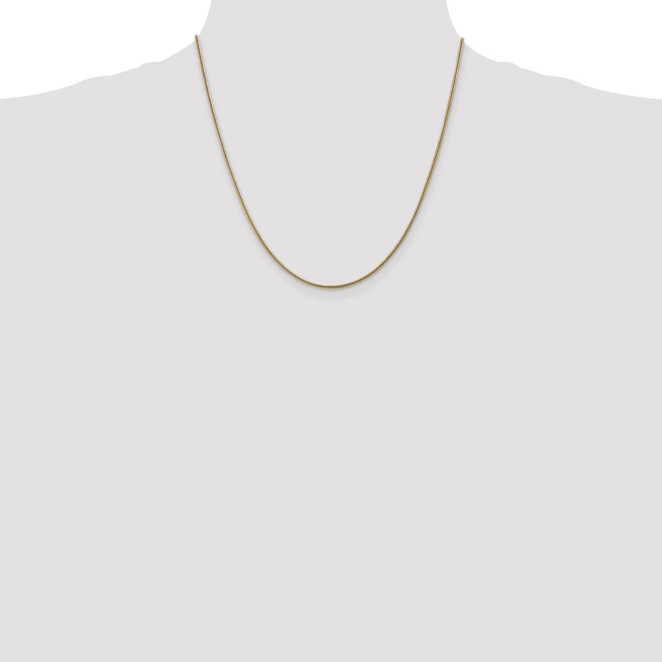 14k Yellow Gold 1.40mm Solid Round Snake Chain