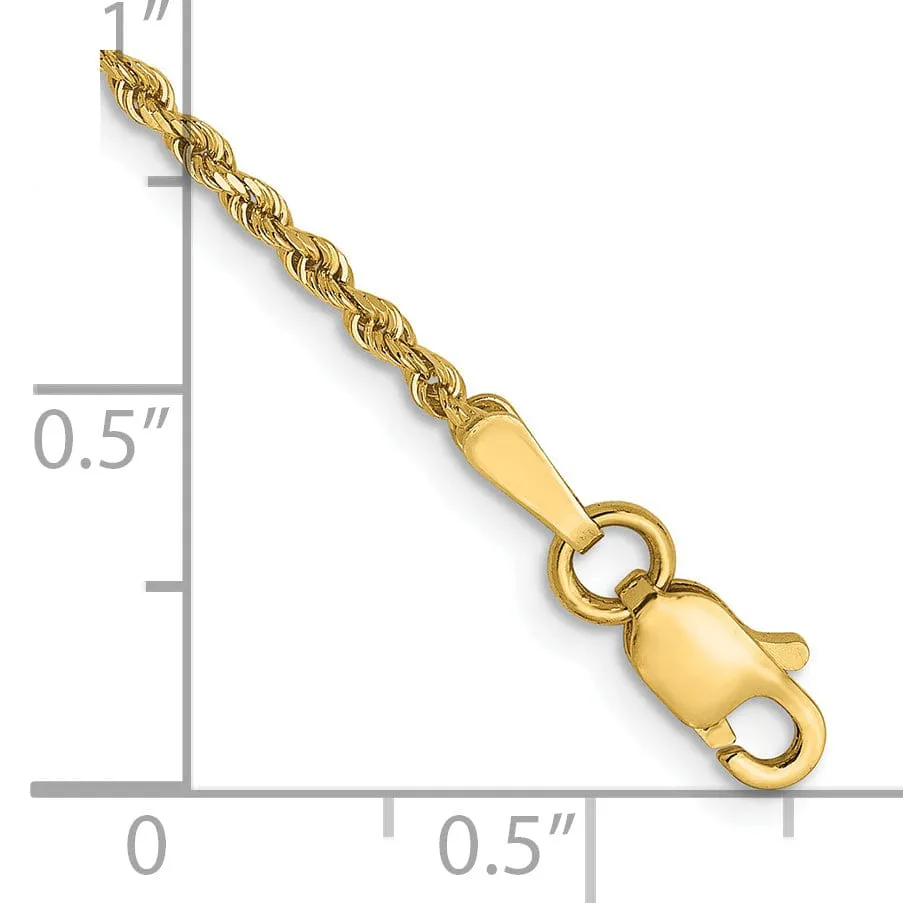 14k Yellow Gold 1.5mm D.C Rope Chain