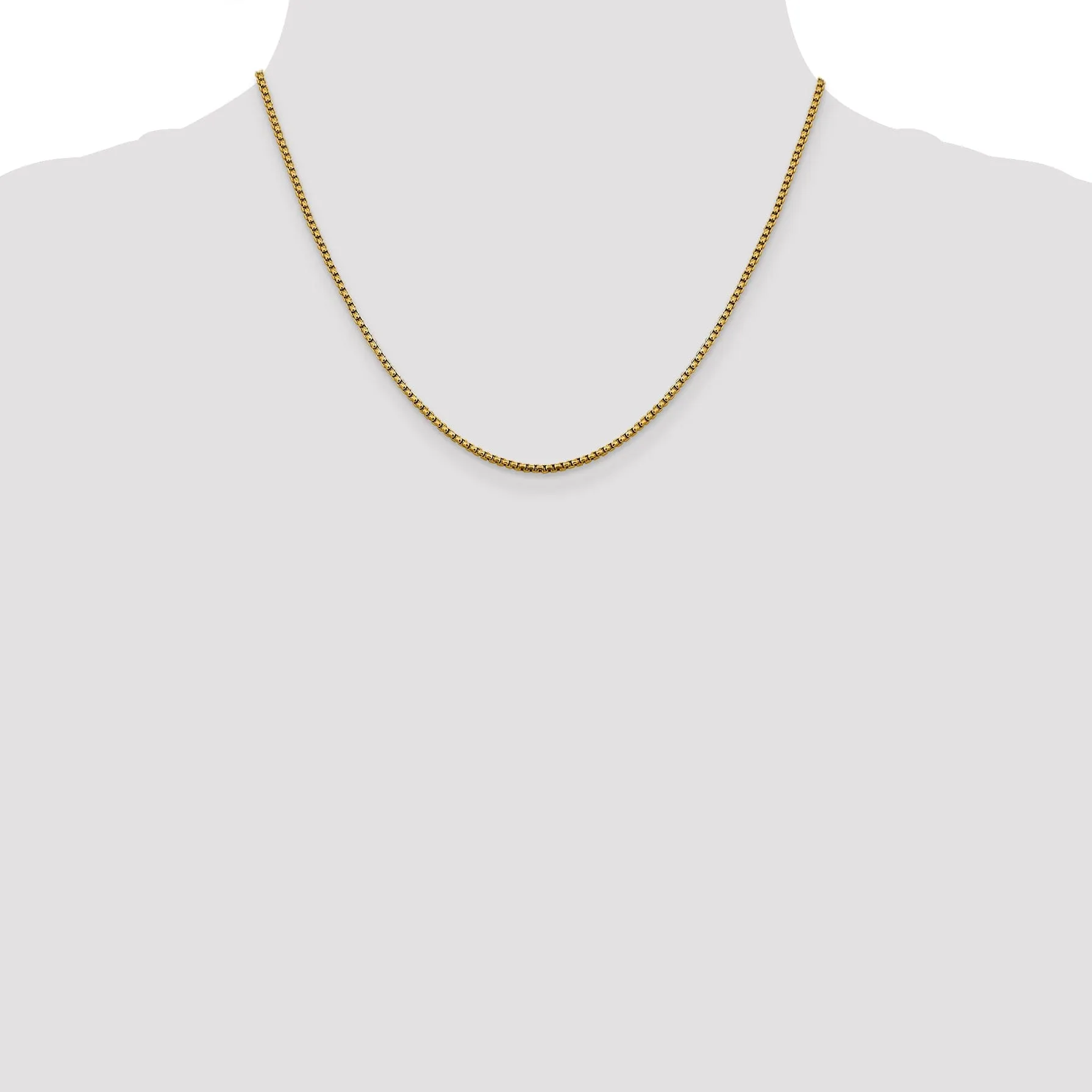 14k Yellow Gold 1.85 mm D.C Round Box Chain