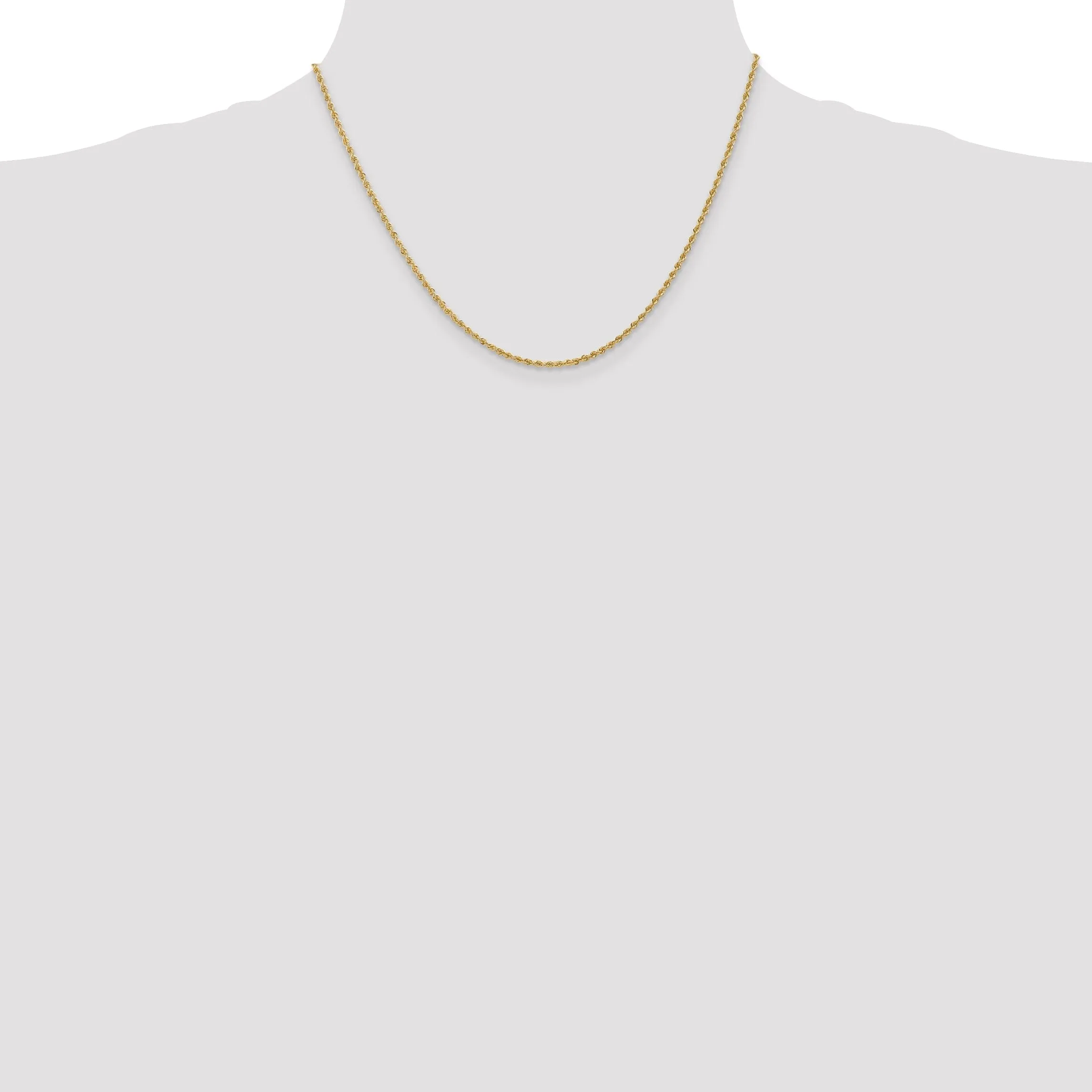 14k Yellow Gold 1.8mm Solid Regular Rope Chain
