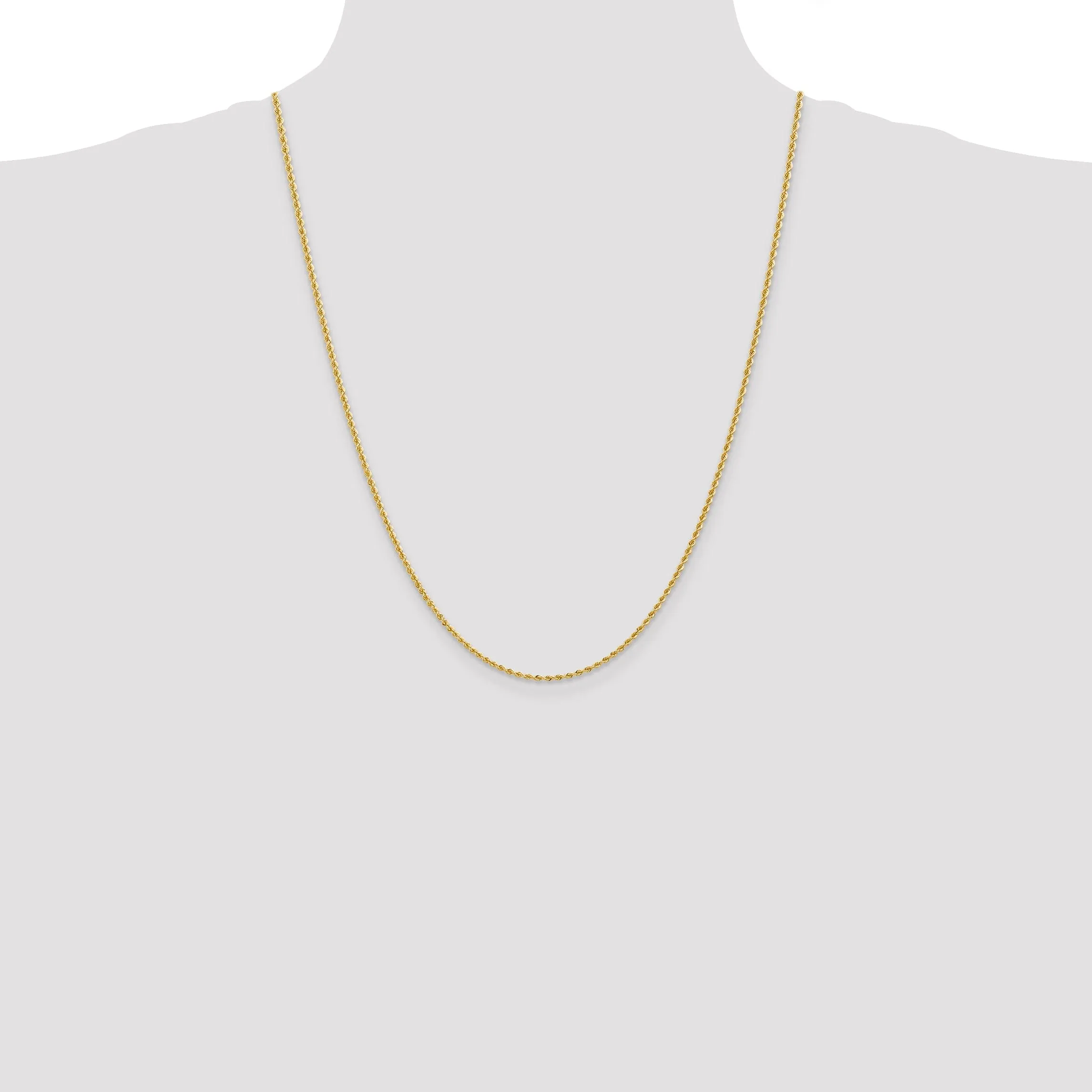 14k Yellow Gold 2.00mm Handmade Rope Chain