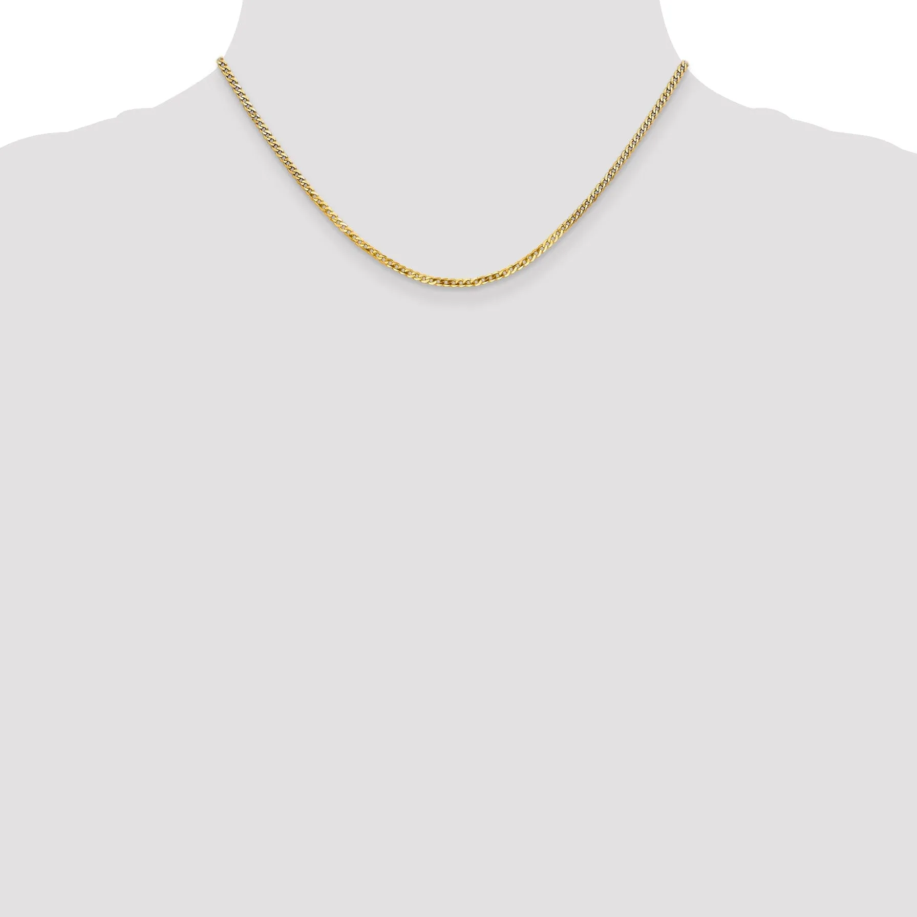 14k Yellow Gold 2.2mm Flat Beveled Curb Chain