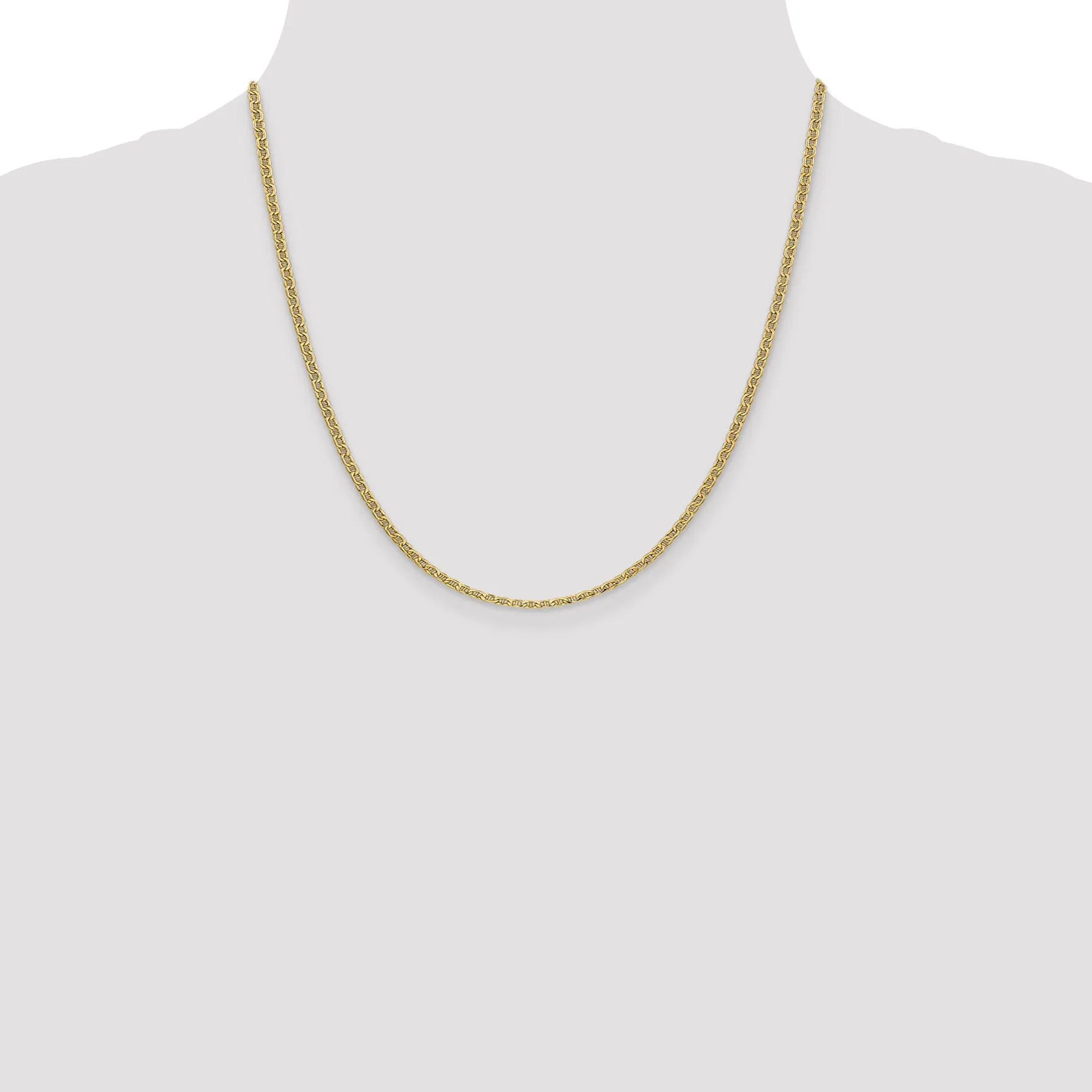 14k Yellow Gold 2.40-mm Semi Solid Anchor Chain