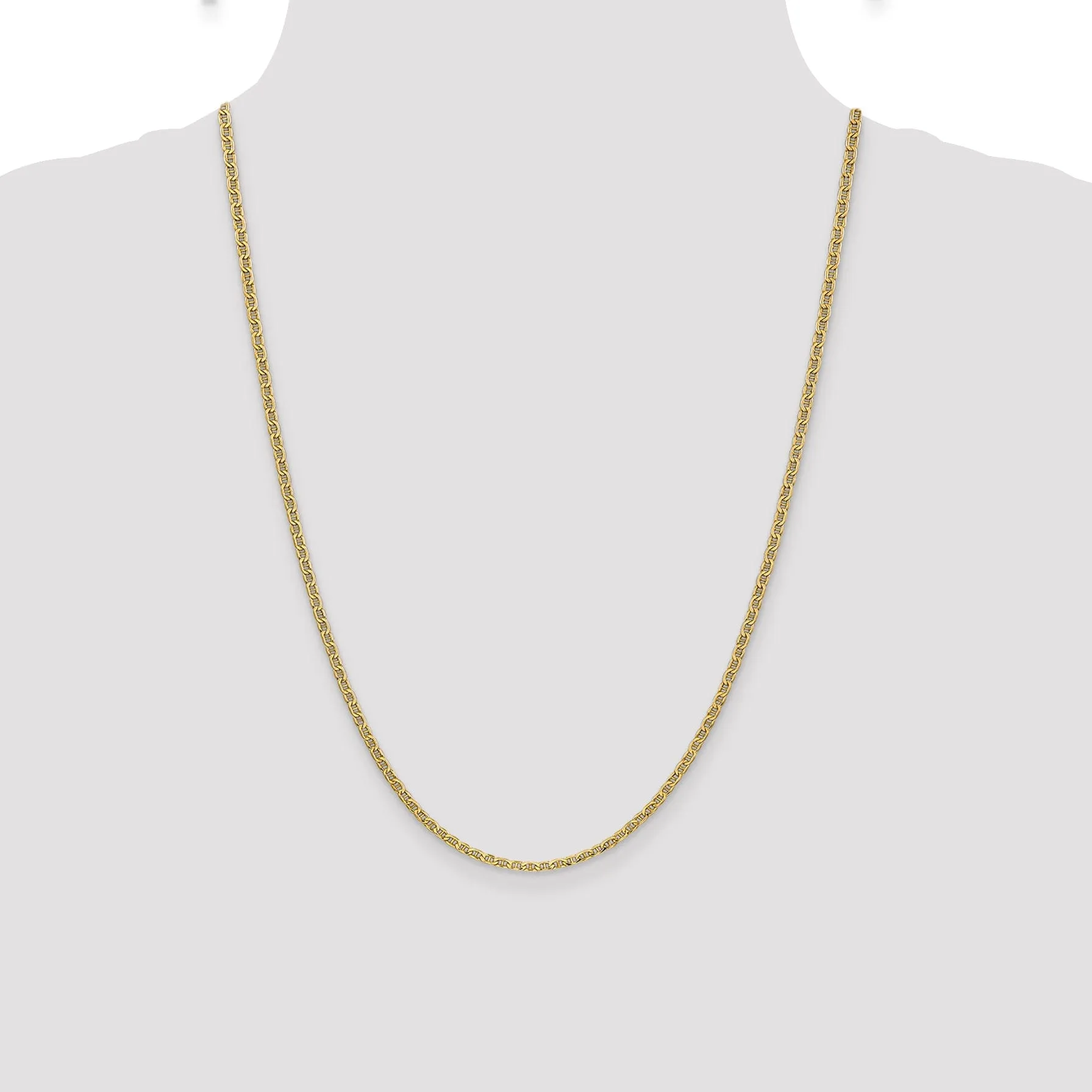 14k Yellow Gold 2.40-mm Semi Solid Anchor Chain