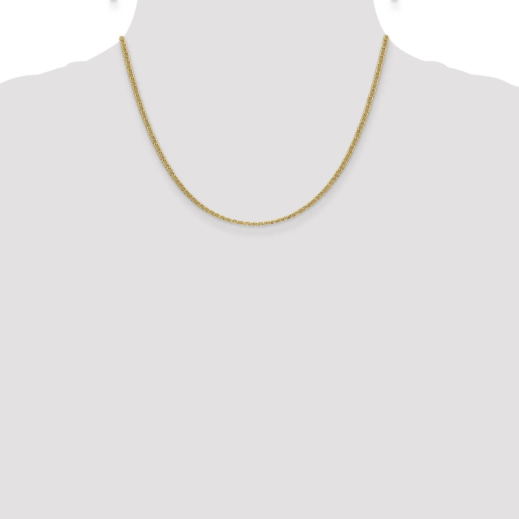 14k Yellow Gold 2.40-mm Semi Solid Anchor Chain