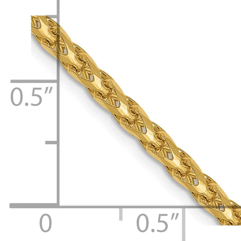14k Yellow Gold 2.45 mm D.C Open Franco Chain