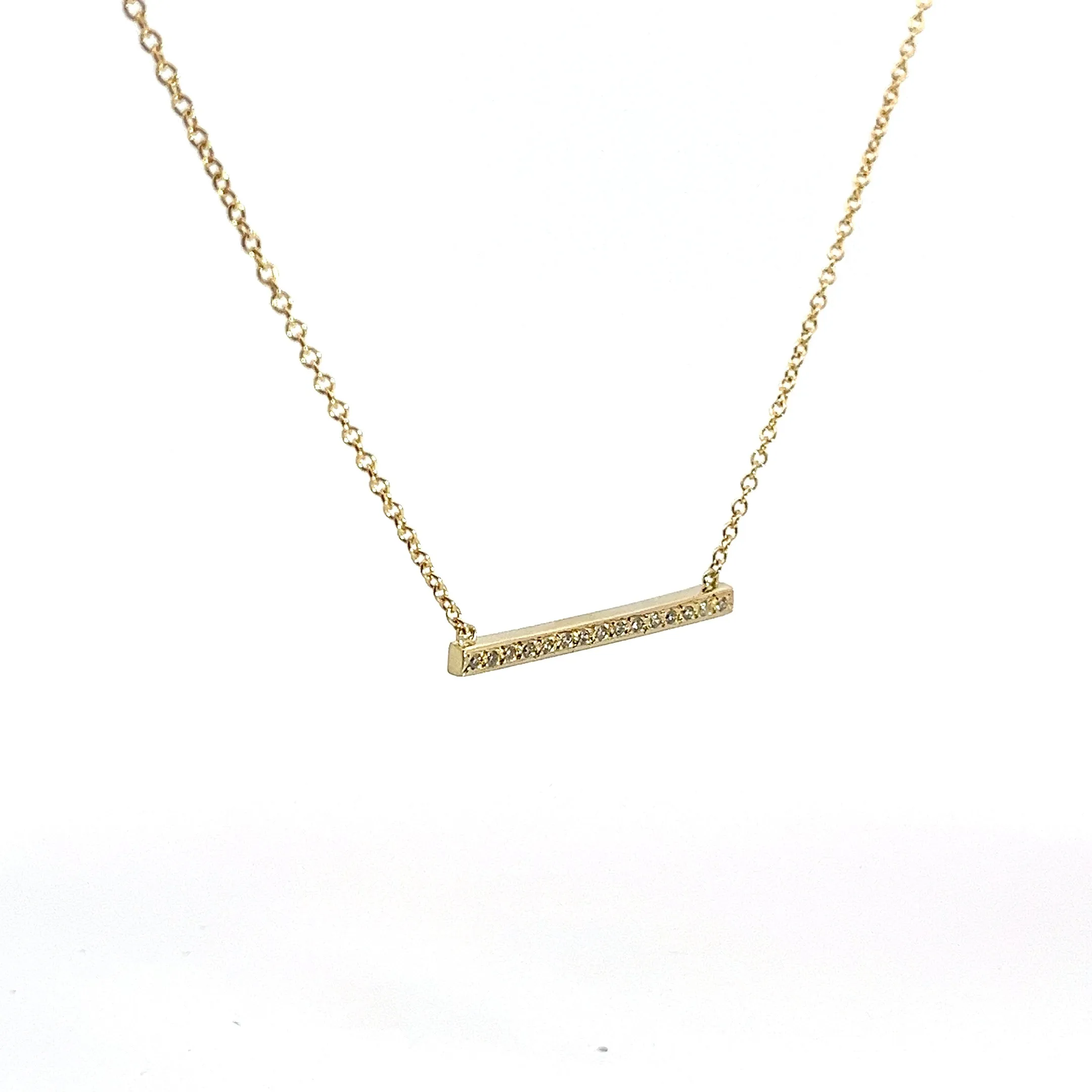 14K Yellow Gold .25ct G VS2 Round Diamond Bar Necklace 5.5 grams