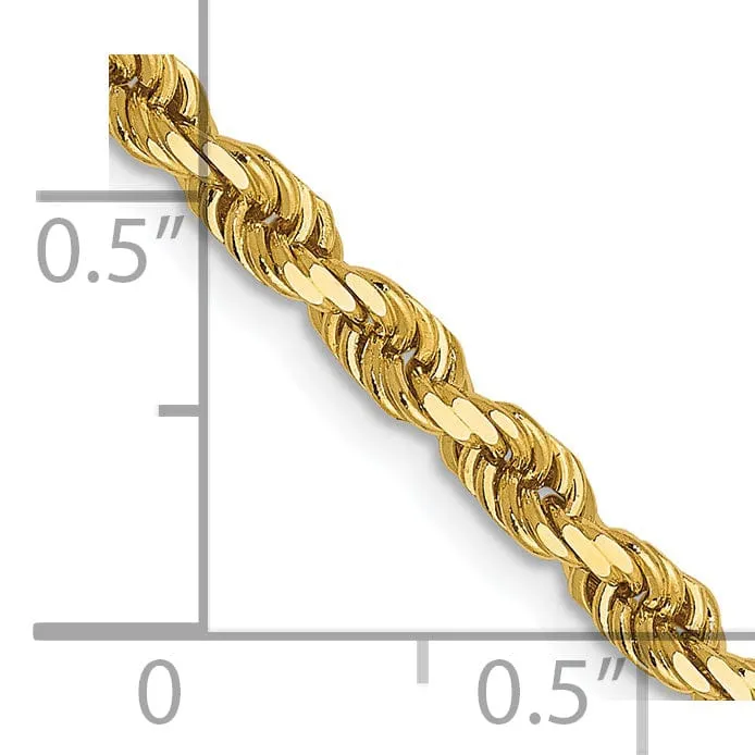 14k Yellow Gold 3.00mm D.C Rope Chain