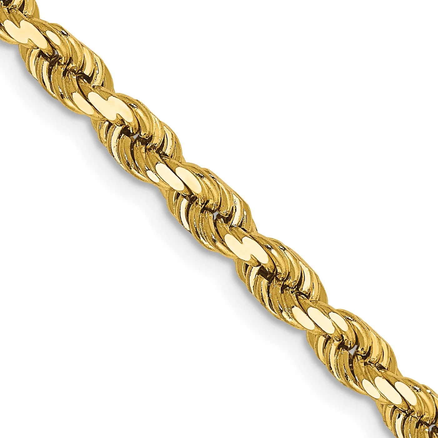 14k Yellow Gold 4.00mm Diamond Cut Rope Chain
