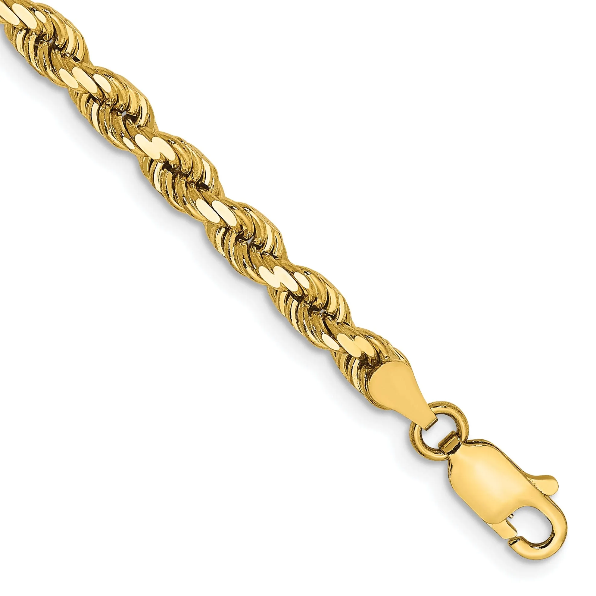 14k Yellow Gold 4.00mm Diamond Cut Rope Chain