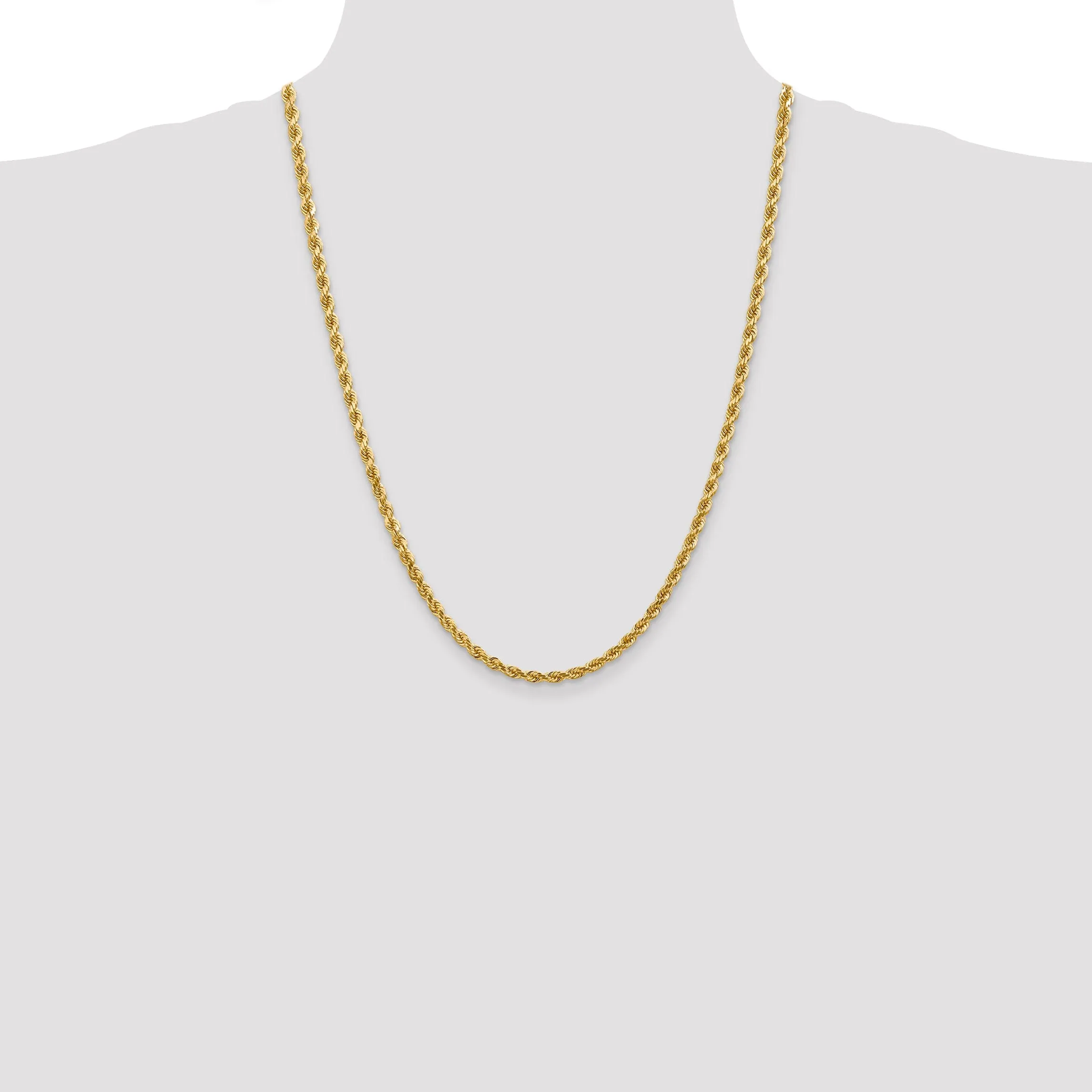 14k Yellow Gold 4.00mm Diamond Cut Rope Chain
