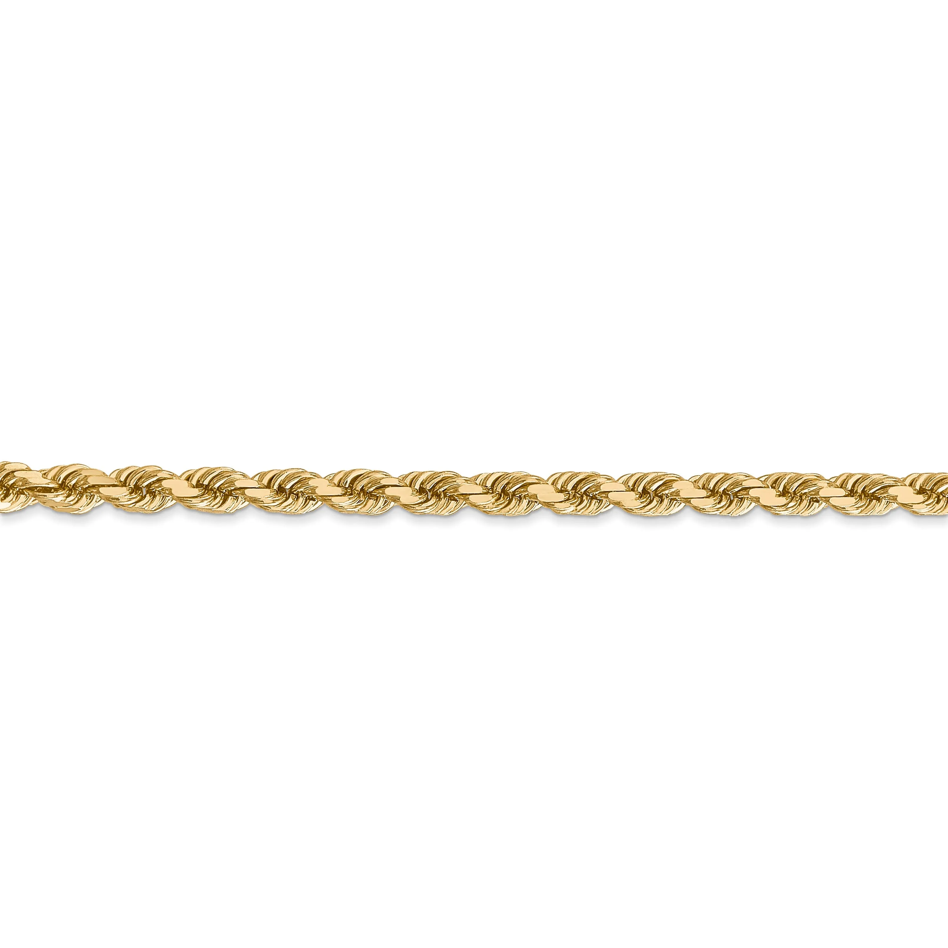 14k Yellow Gold 4.00mm Diamond Cut Rope Chain