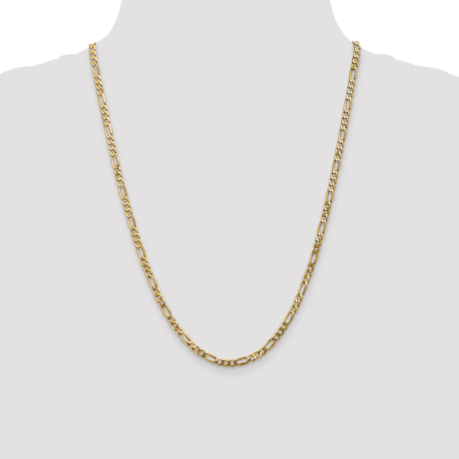 14k Yellow Gold 4.0mm Flat Figaro Chain