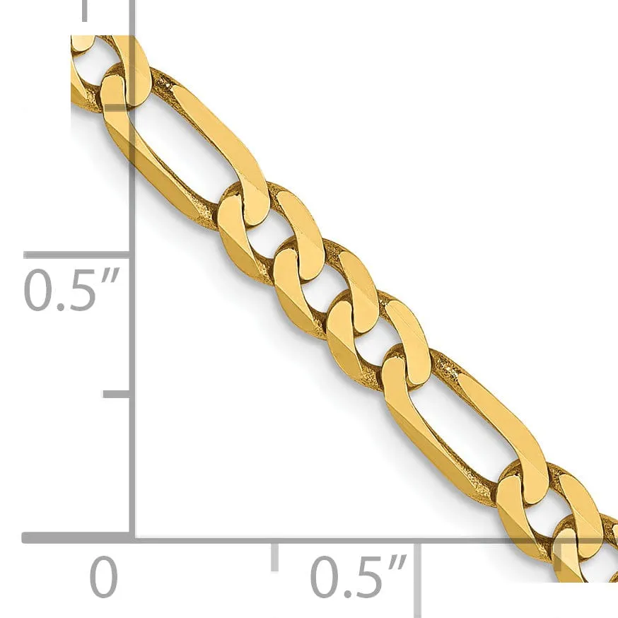 14k Yellow Gold 4.0mm Flat Figaro Chain
