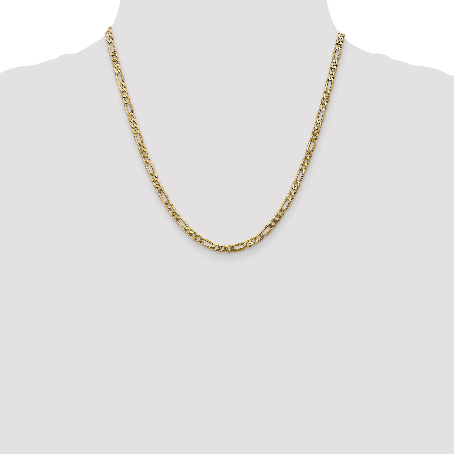 14k Yellow Gold 4.0mm Flat Figaro Chain