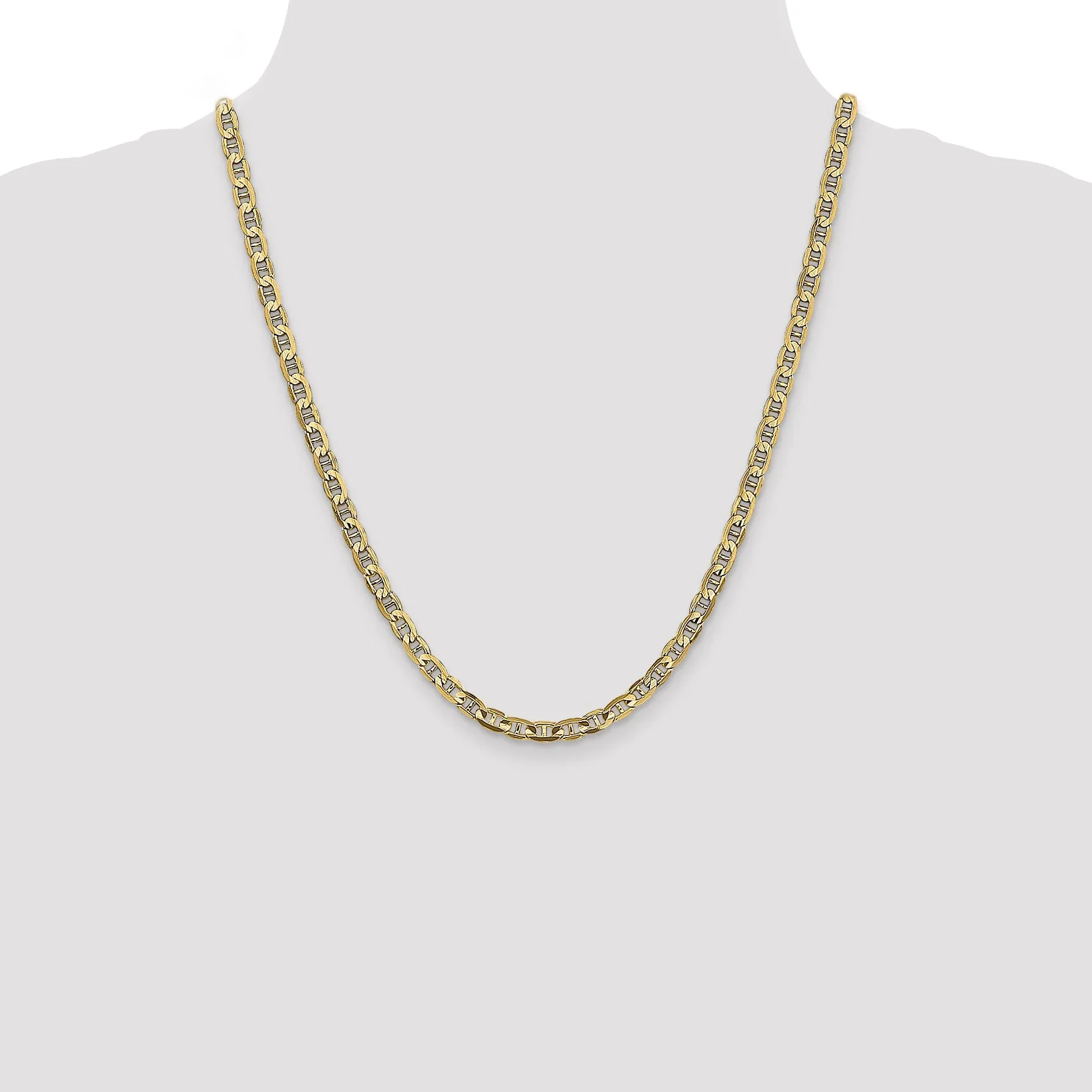 14k Yellow Gold 4.5mm Concave Anchor Chain