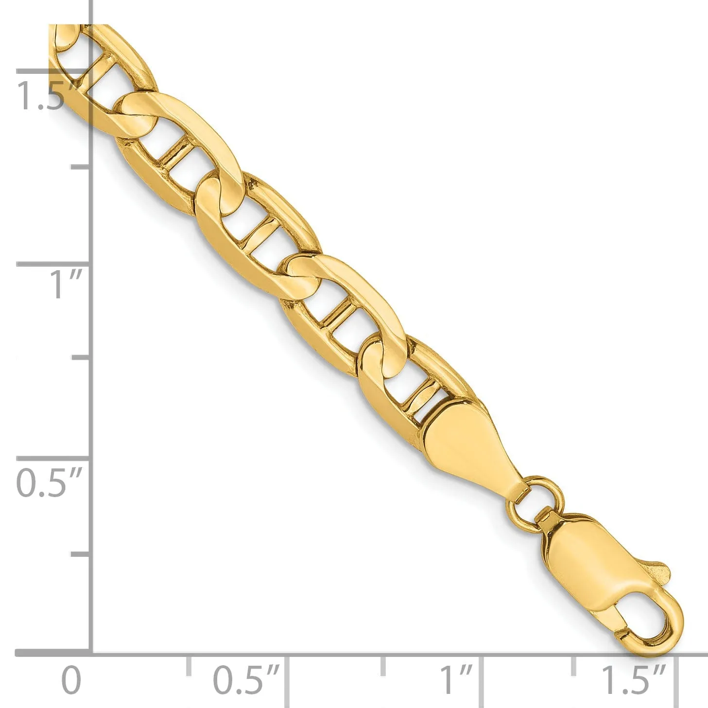 14k Yellow Gold 5.25mm Concave Anchor Chain