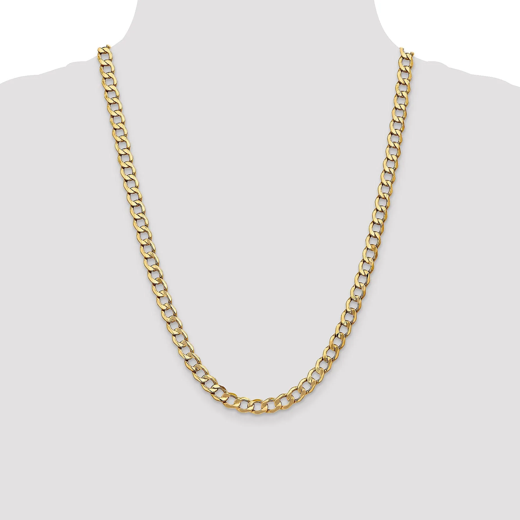 14k Yellow Gold 7.0m SemiSolid Curb Link Chain